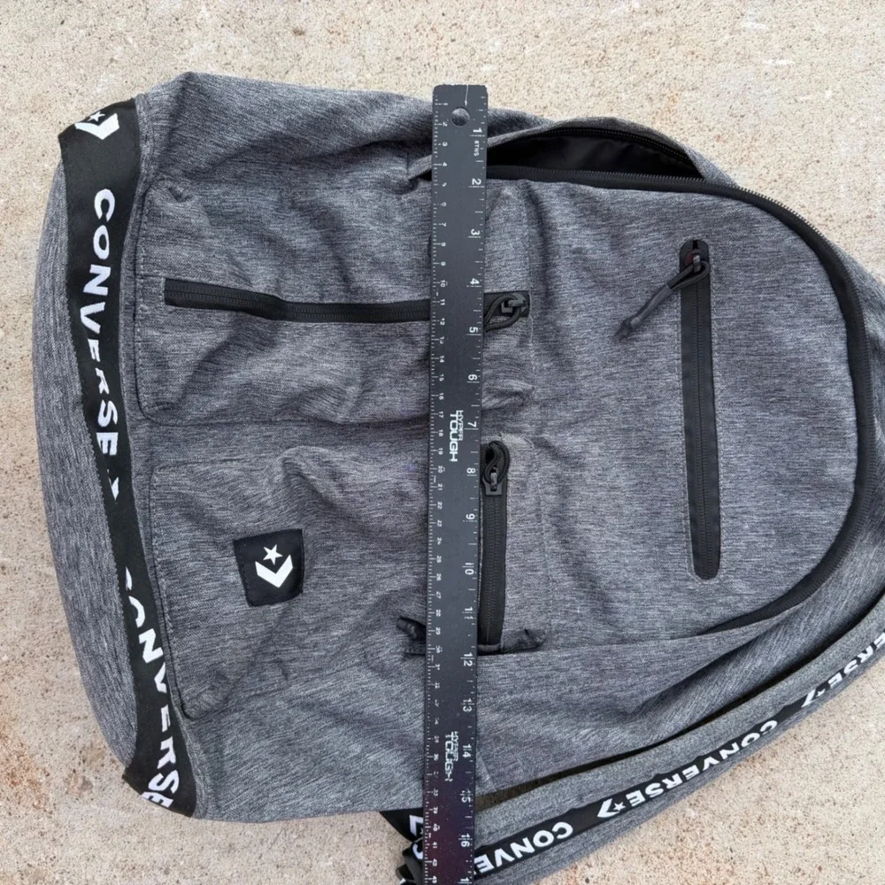 Converse EDC Poly Backpack Grey Heather Logo Tape Laptop Bag 5323-042